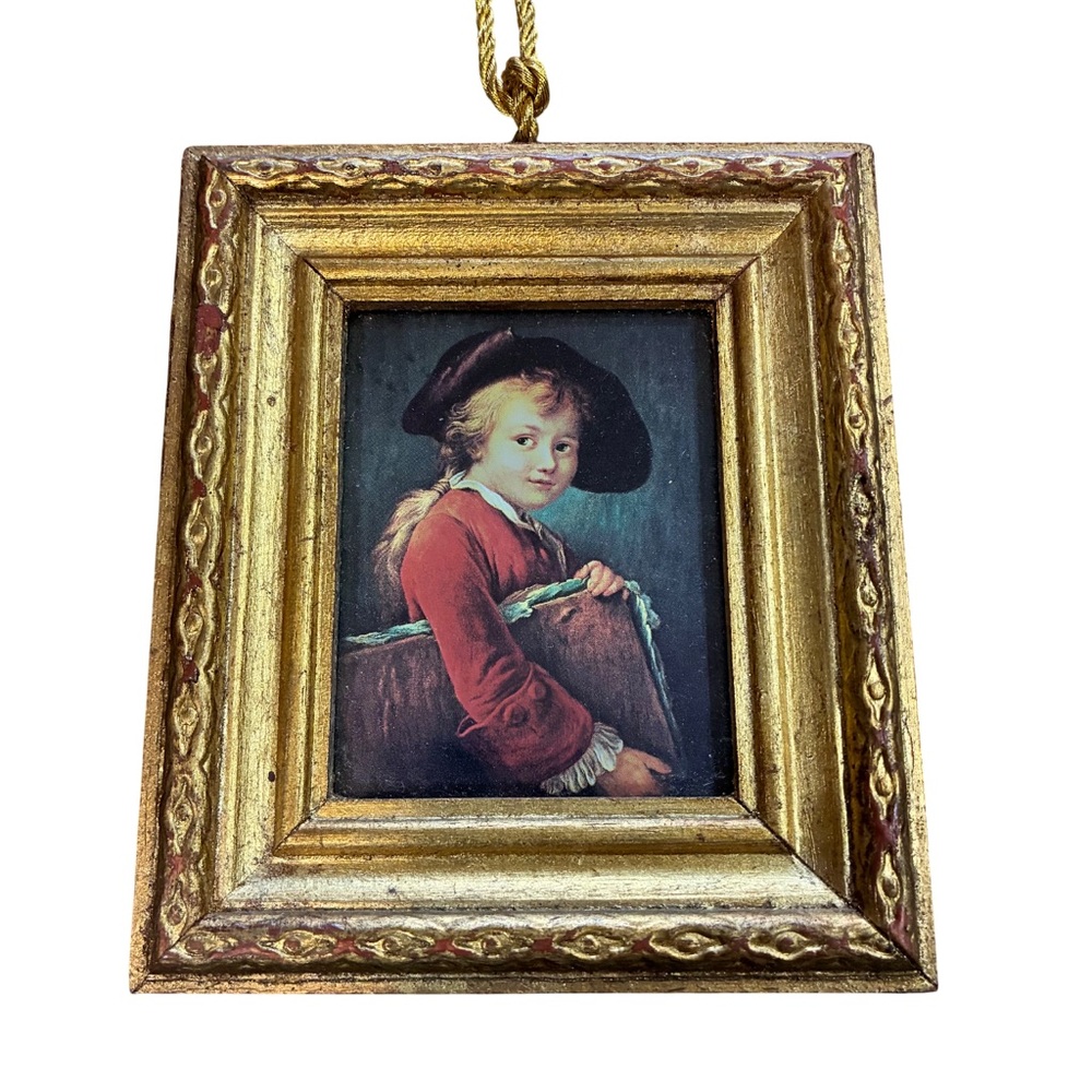 Framed Print of a Young Scholar Boy Italy Painted Gold Frame Victorian Style Art